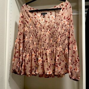 Pink floral blouse